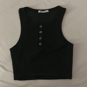 zara black crop top with buttons! size small